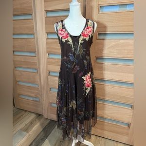 Johnny Was Embroidered Mesh Dress - Size M